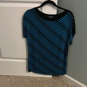 Ellen Tracy Women's Blue and Black Striped Top